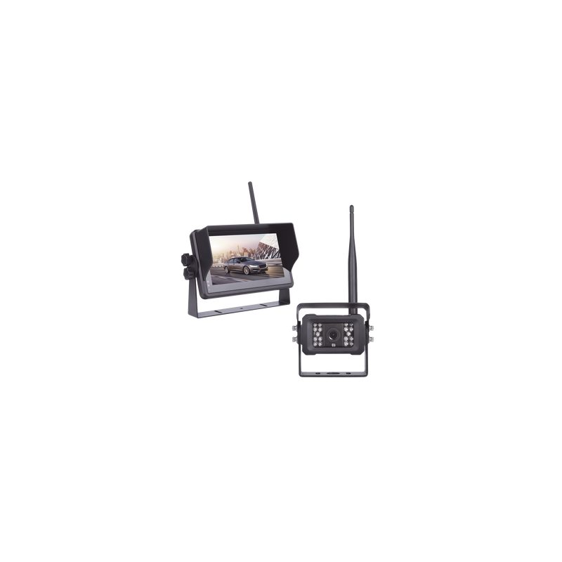 Sistema Profesional Inalámbrico de Cámara de Reversa Infrarroja y Monitor Touch de 7" para Vehículos de Trabajo y Montacargas