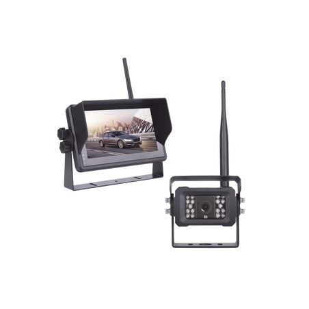 Sistema Profesional Inalámbrico de Cámara de Reversa Infrarroja y Monitor Touch de 7" para Vehículos de Trabajo y Montacargas