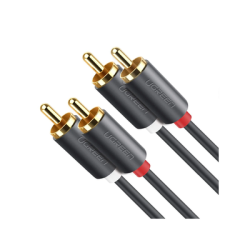 Cable de Audio 2 RCA Macho a 2 RCA Macho / 3 Metros (9.84 Pies) / Color Negro / Alta Calidad / Anillos de Goma para Asegurar ...