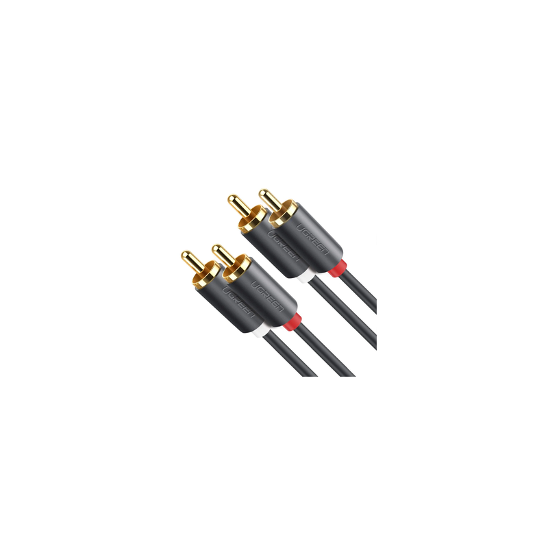 Cable de Audio 2 RCA Macho a 2 RCA Macho / 3 Metros (9.84 Pies) / Color Negro / Alta Calidad / Anillos de Goma para Asegurar ...