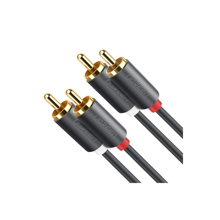 Cable de Audio 2 RCA Macho a 2 RCA Macho / 3 Metros (9.84 Pies) / Color Negro / Alta Calidad / Anillos de Goma para Asegurar ...