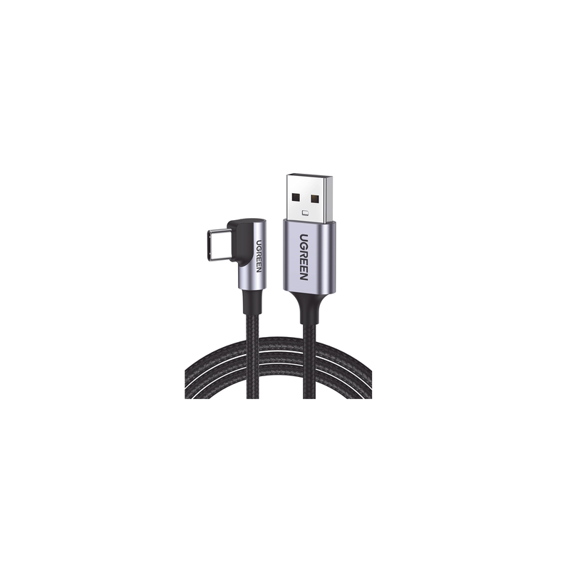 Cable USB-A a USB-C | 1 Metro | Conector con Ángulo Recto de 90° | Carga Rápida de hasta 60W | 480 Mbps | PD3.0 | QC4.0/3.0/2...