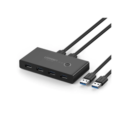 Conmutador USB para Compartir 4 Puertos USB 3.0 a 2 PC Ìs | Cambio Mediante Botón | Incluye Dos Cables USB de 1.5 m | ABS | ...