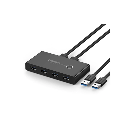 Conmutador USB para Compartir 4 Puertos USB 3.0 a 2 PC Ìs | Cambio Mediante Botón | Incluye Dos Cables USB de 1.5 m | ABS | ...