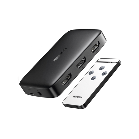 Conmutador HDMI (Switch) 4K@30Hz | 3 Entradas a 1 Salida | 3D | Transmisión Estable | Incluye Control Remoto | Receptor de In...