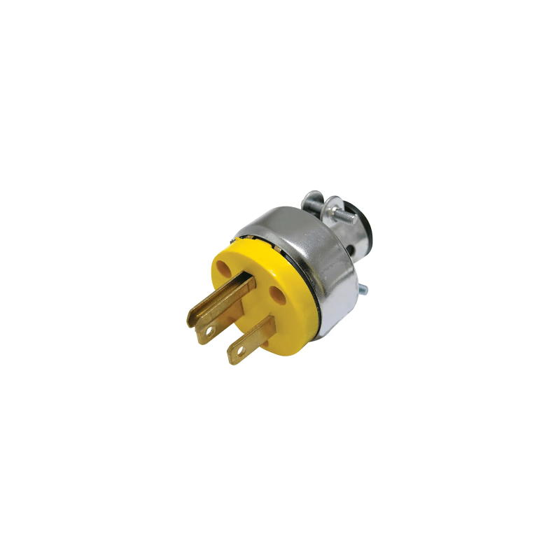 Clavija Blindada con Abrazadera Aterrizada / 15 A 125 V / 50/60 Hz / ABS/ Metal / Color Amarillo.