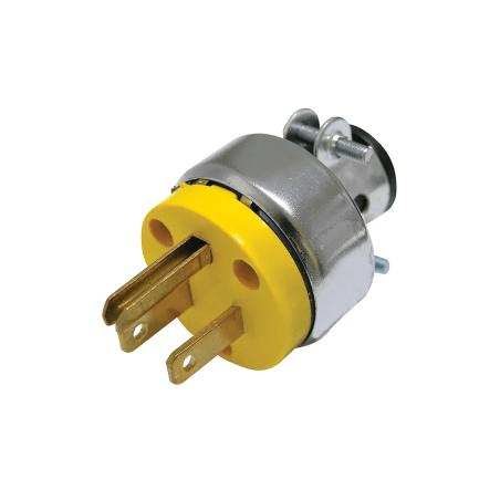 Clavija Blindada con Abrazadera Aterrizada / 15 A 125 V / 50/60 Hz / ABS/ Metal / Color Amarillo.